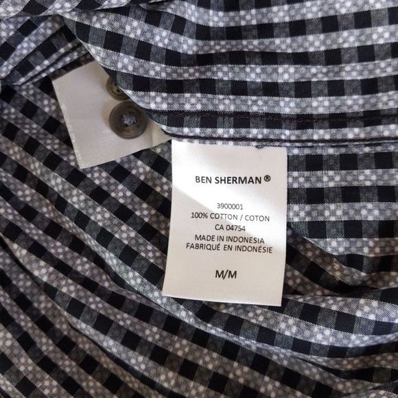 Ben Sherman Black and White Long Sleeve Button Down Shirt SZ M - Picture 13 of 14